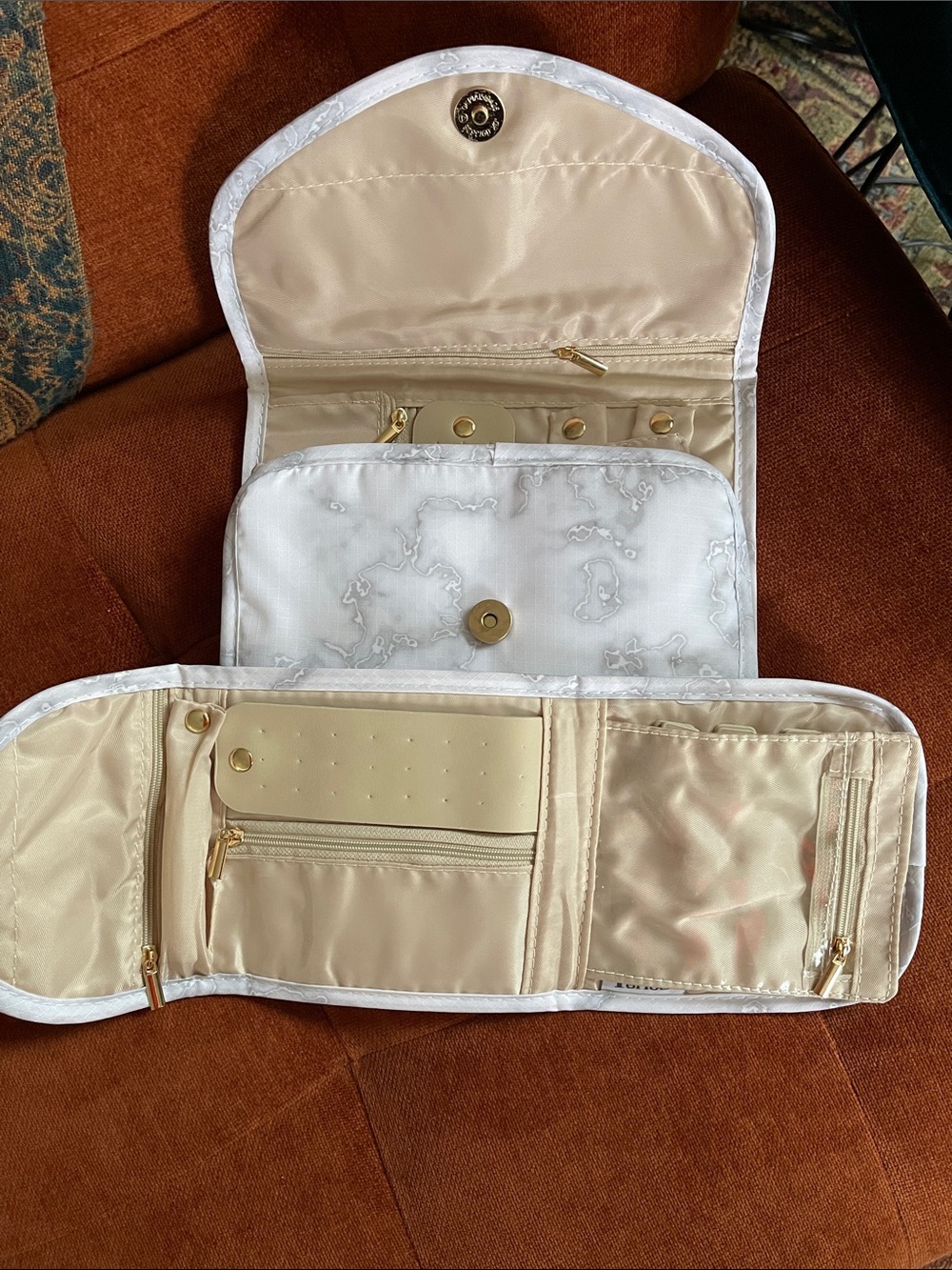 Periea Travel Jewelry Organizer set with Gold Hardware accents.